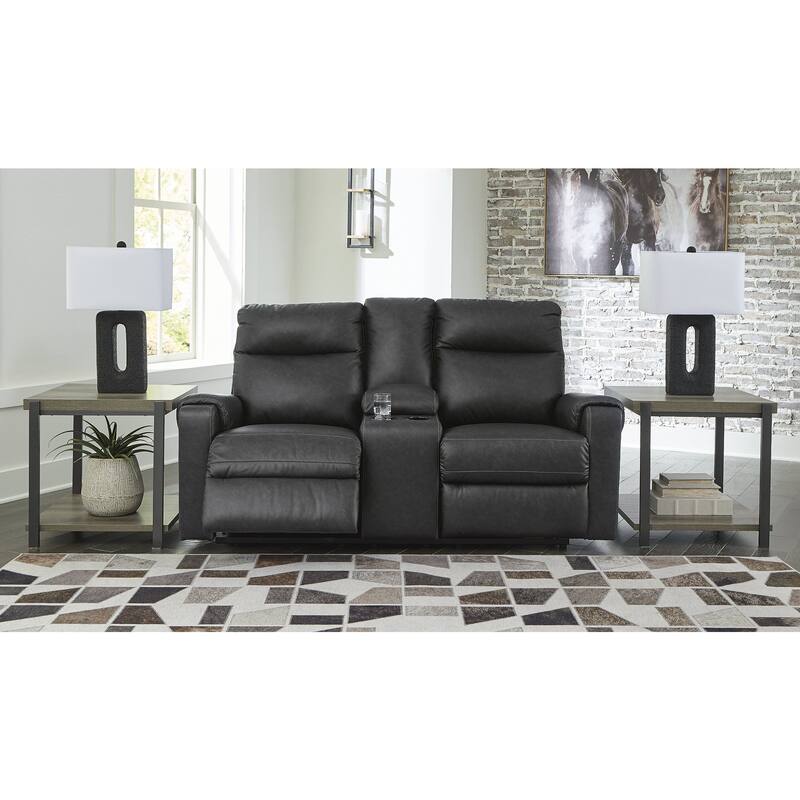 Signature Design by Ashley Barnsana Power Reclining Loveseat with Console - Carbon