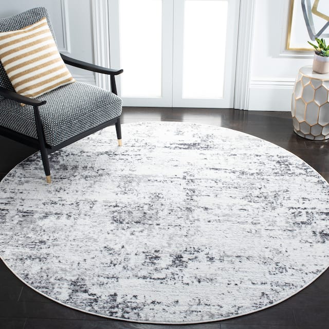 SAFAVIEH Amelia Modern Abstract Rug - 6'7" x 6'7" Round - Ivory/Grey