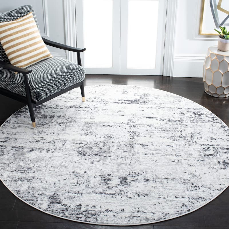 SAFAVIEH Amelia Modern Abstract Rug - 5'3" Round - Ivory/Grey