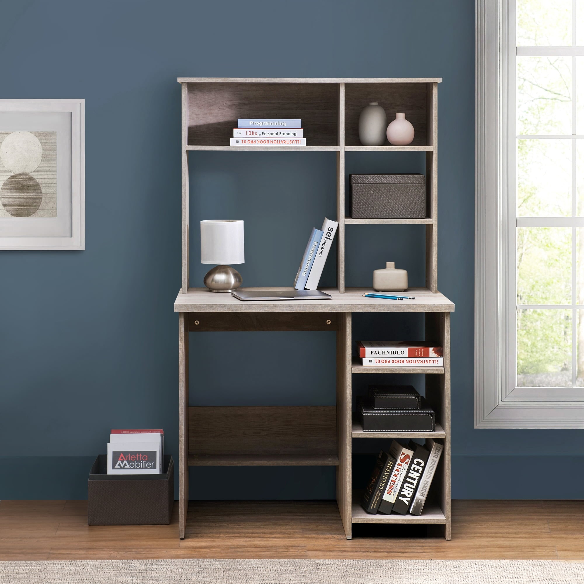 35 Sturdy Home Office Tower Computer Desk Modern Writing Study Desk with  Book Shelf Storage - Bed Bath & Beyond - 37054244
