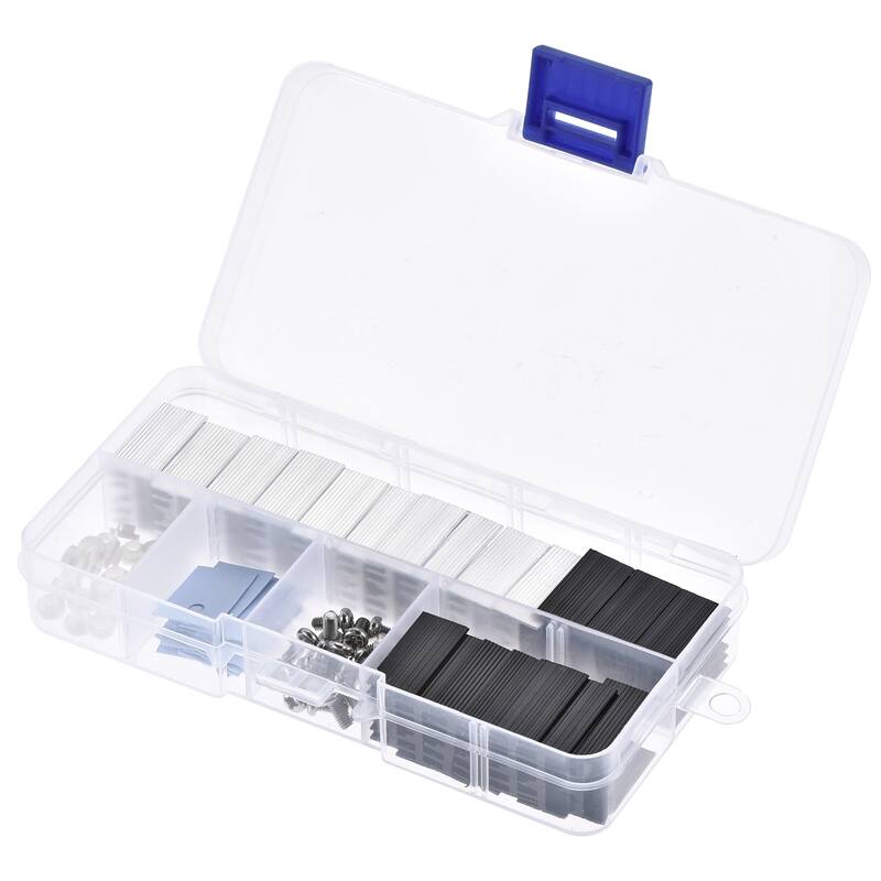TO-220 Aluminum Heatsink Kit for MOSFET Transistor Diodes with a Pin - Black,Silver Tone