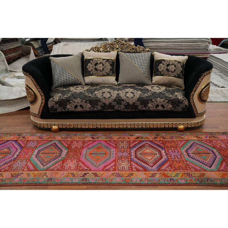 Hand Knotted Oriental 100% Wool Carpet Traditional Tribal Oranges & Rust Lori Runner Rug - 11' 10'' X 3' 1''