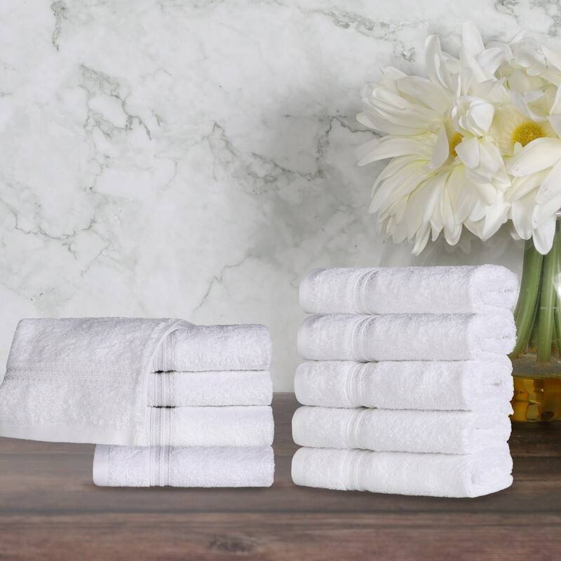 Blue Nile Mills Ibiza Egyptian Cotton Face Towel, Set of 10 - White