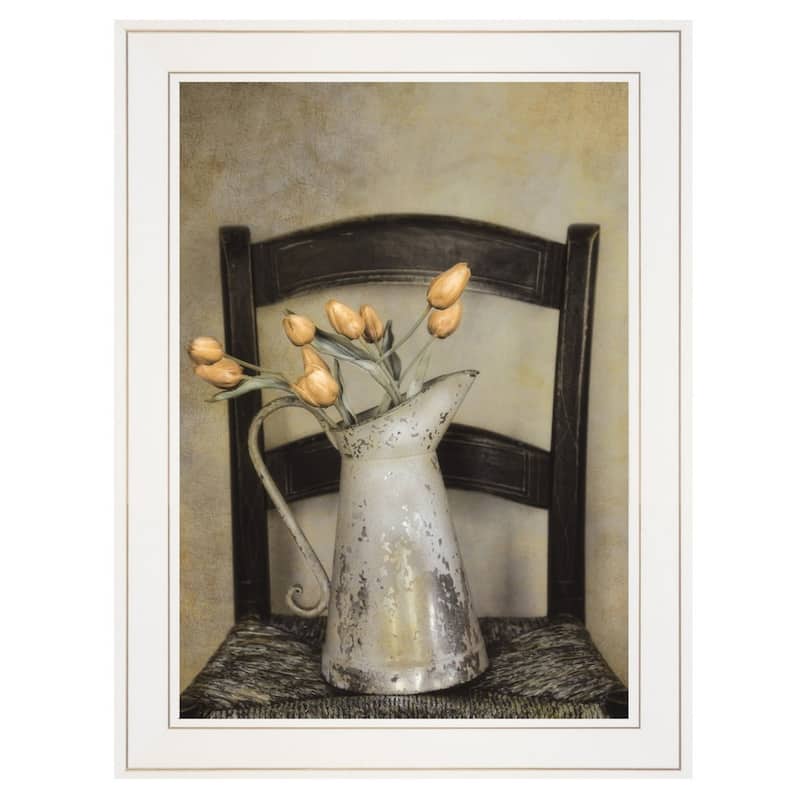 TrendyDecor4U Contemporary "Golden Tulips" Framed Print Wall Art by Robin-Lee Vieira