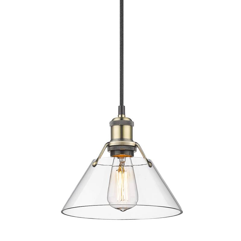 Yep by Golden Lighting Orwell 1-light 8in Pendant in Aged Brass and Clear Glass - Gold