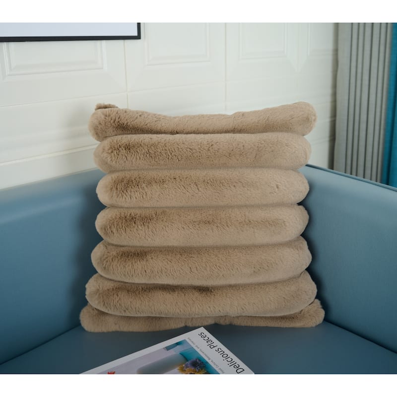 Madrid Collection Ultra Soft Ribbed Faux Fur Throw Pillow