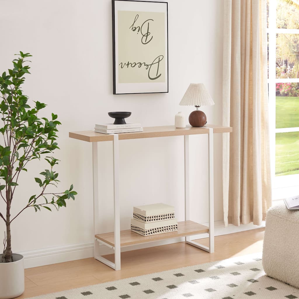 Harley Collection Wood Metal 40" Modern Console Table with Shelf