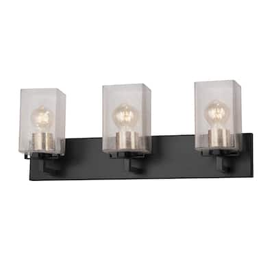 EVOLV Fusion Vice 3-Light Bath Bar with Seeded Glass Shade