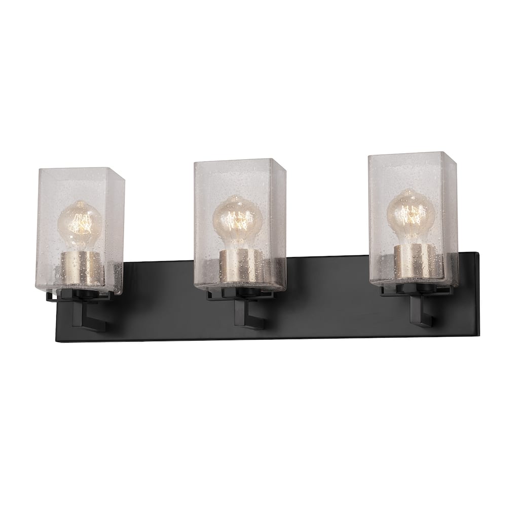EVOLV Fusion Vice 3-Light Bath Bar with Seeded Glass Shade