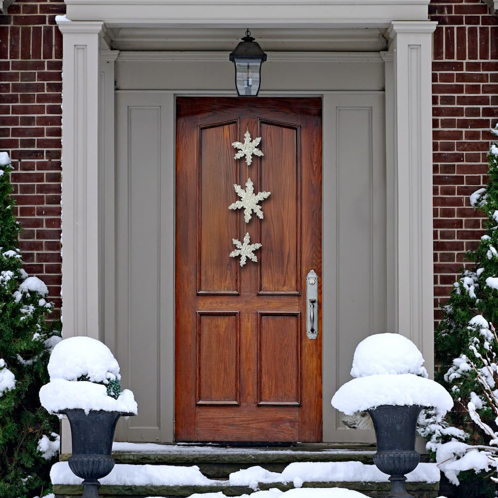 24" Sequin and Pearl Snowflake Drop