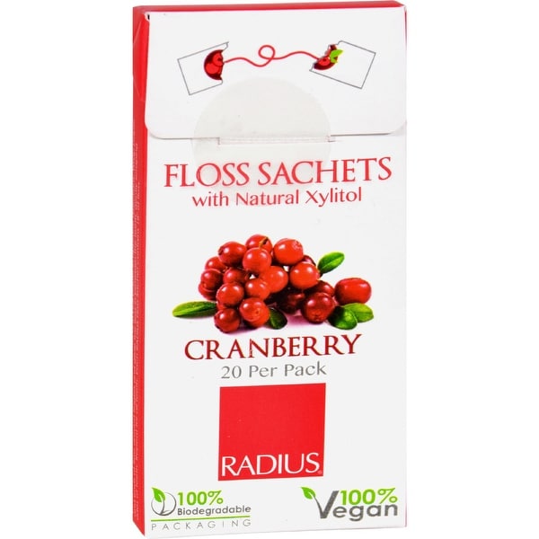 Radius Floss Sachets with Natural Xylitol - Cranberry - Case of 20