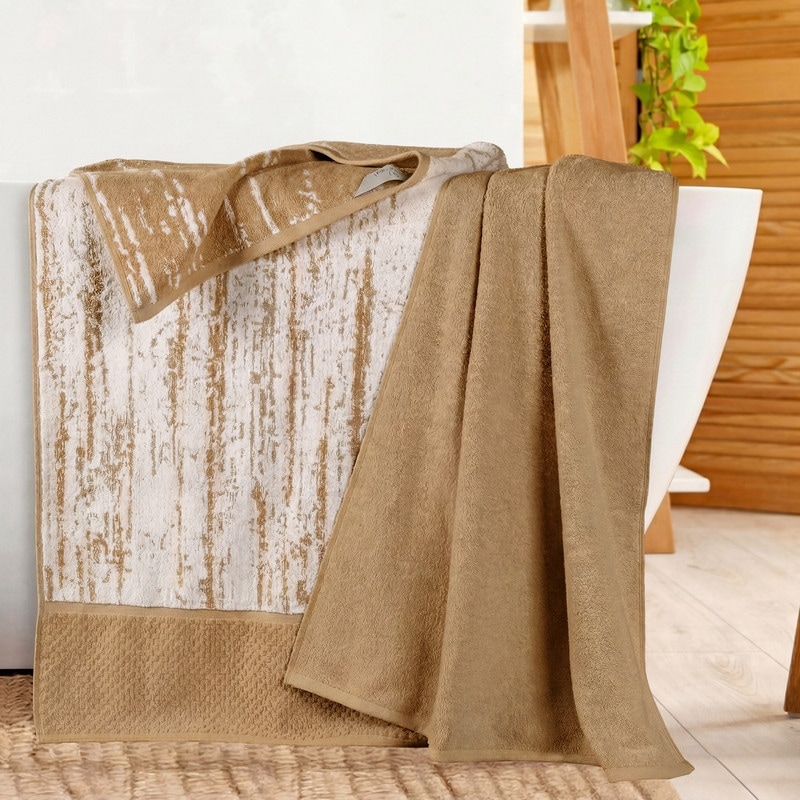 Superior Modern Cotton 2 Piece Oversized Bath Sheet Set- Jacquard Solid & Abstract Patterned Mix
