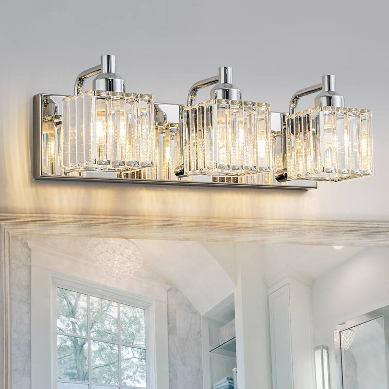 Modern 3/4/5-lights Crystal Bathroom Light Fixtures - 3 - Light - Chrome