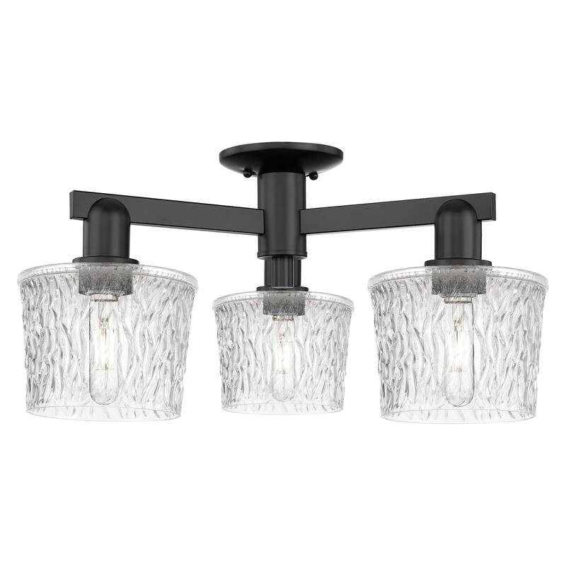 Innovations Lighting 716-3F-11-24 Niagara Semi-Flush Niagara 3 Light - Matte Black / Clear