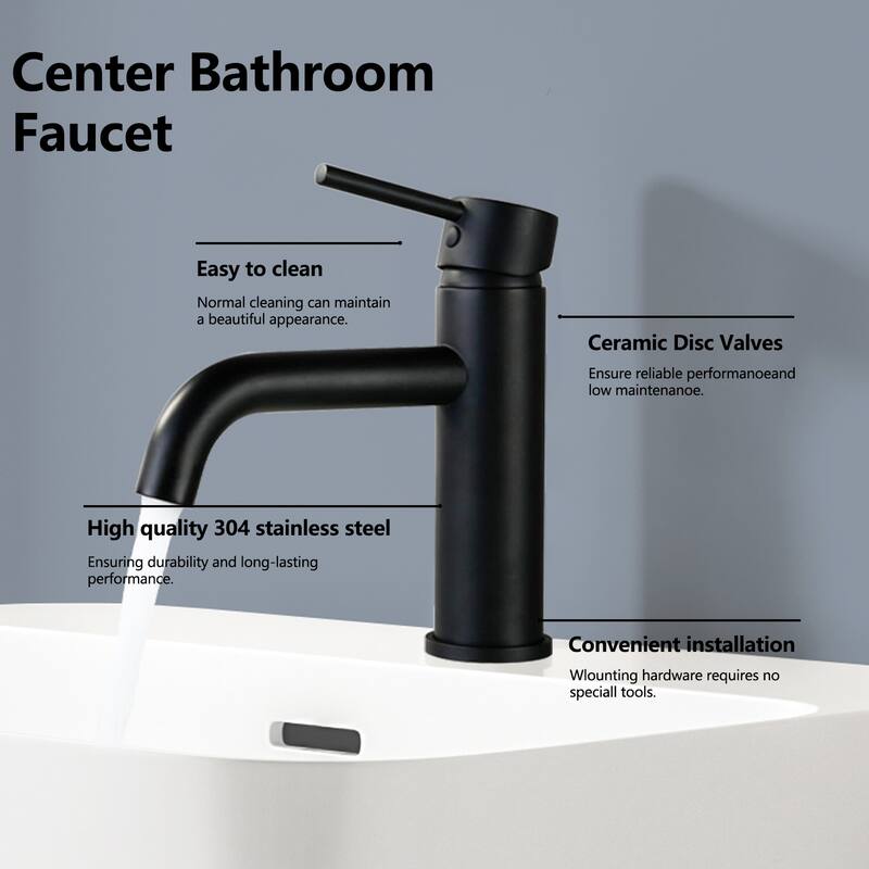 Topcraft Stainless Steel 6.7/12.2 Single Handle Single Hole Bathroom Sink Faucet