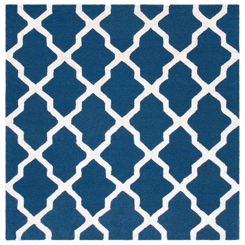 SAFAVIEH Handmade Cambridge Zavastiea Modern Wool Rug - 6' Square - Navy/Ivory