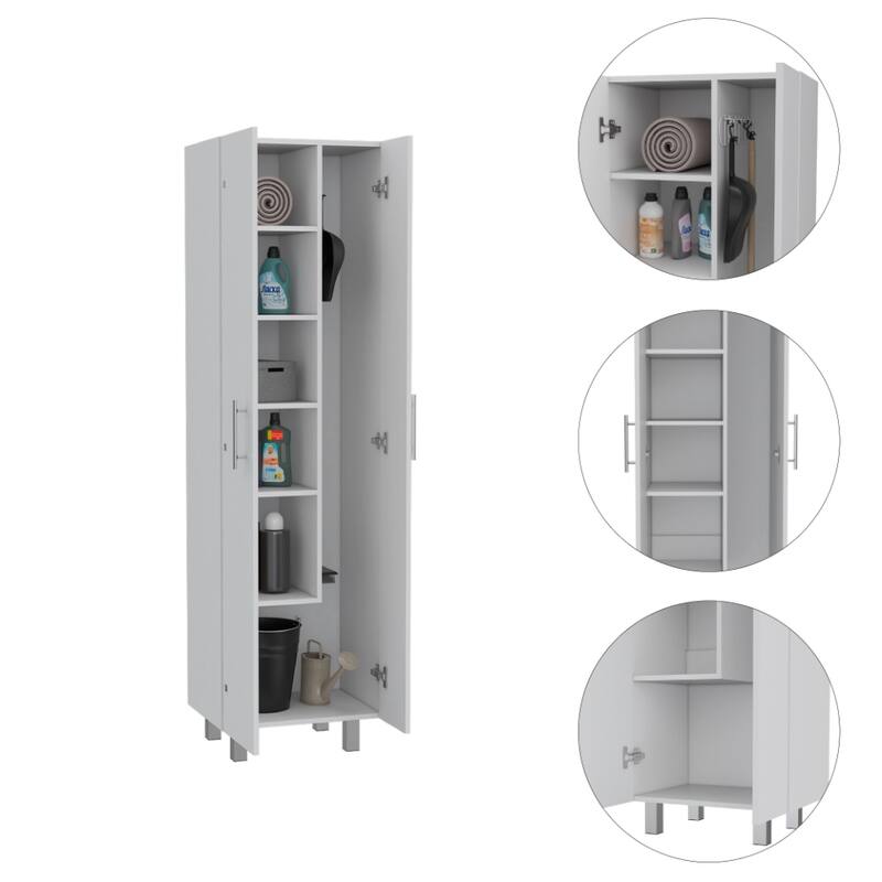 White and Onyx 2-Piece Kitchen Set, Kitchen Island and Pantry Cabinet