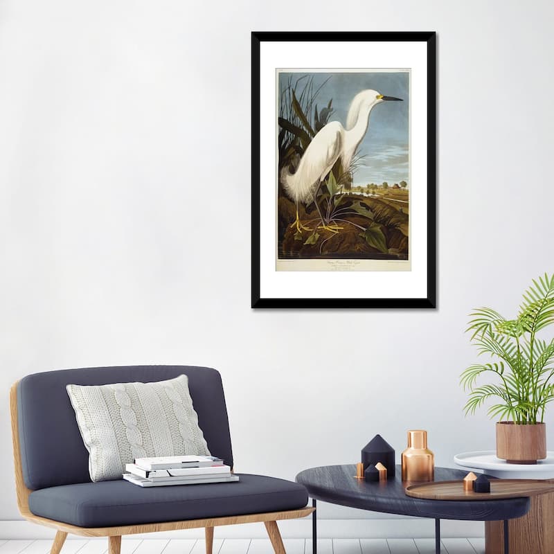 iCanvas "Snowy Heron Or White Egret / Snowy Egret " by John James Audubon