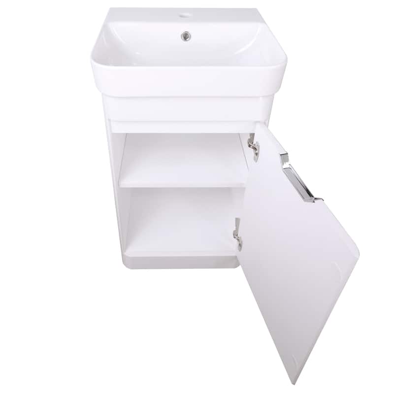 Highpoint Collection White Glossy Modern Floor Vanity Single Door