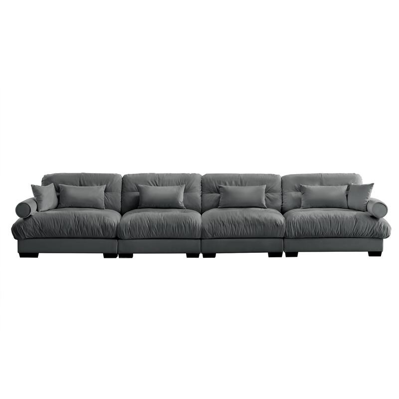 GDFStudio - Velvet 4-Seater 166" Cloud Sofa Couch with Bolstered Armrests
