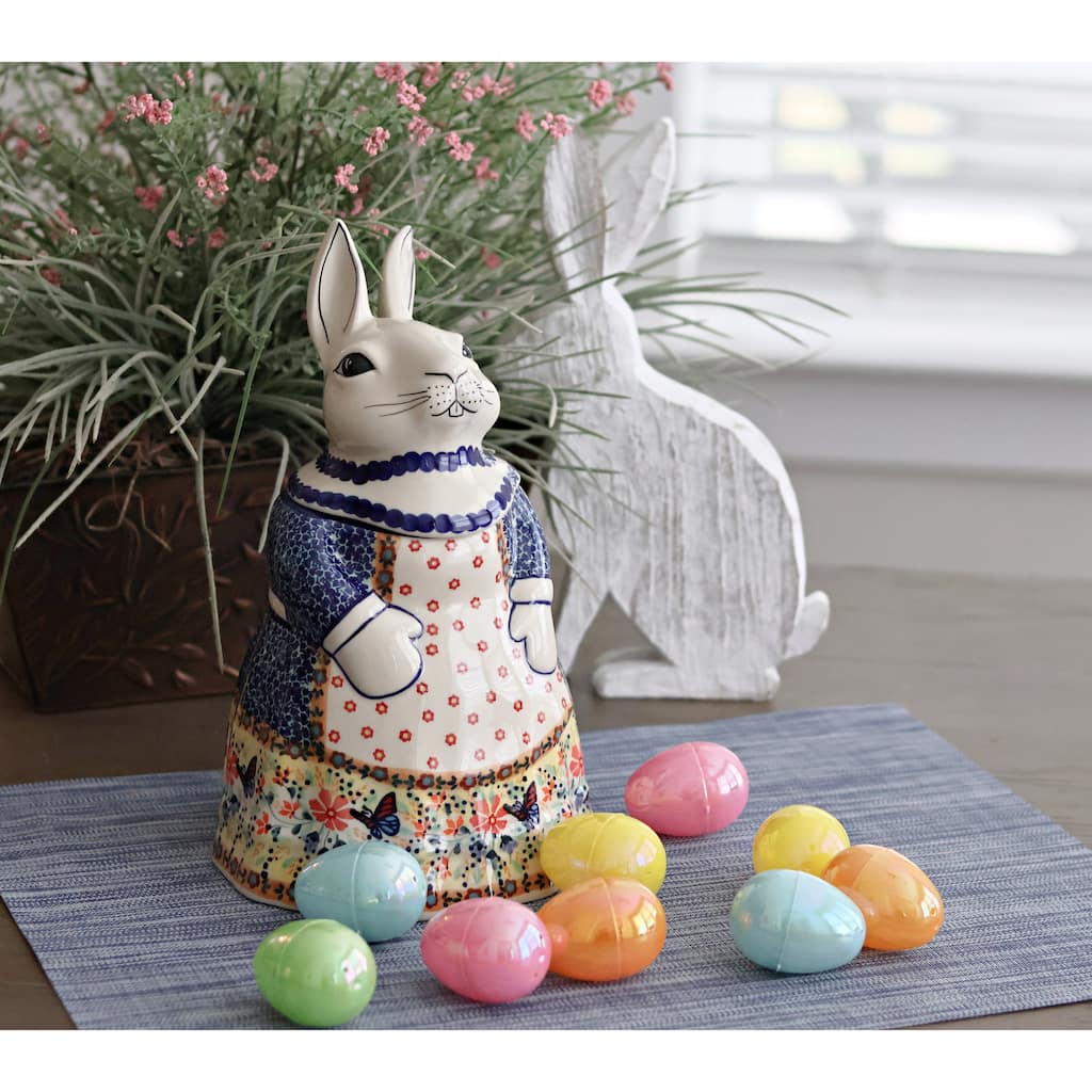 Blue Rose Polish Pottery P080 Manufaktura Rabbit Cookie Jar