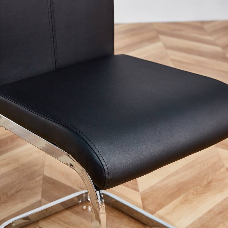 Modern PU Faux Leather High Back Dining Chairs with Chrome Metal Legs, Versatile for Multiple Rooms.
