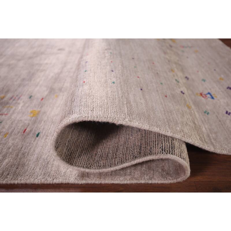 Gabbeh Indian Area Rug Hand-Knotted Beige Wool Carpet - 4'9"x 7'9"