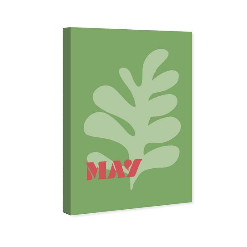 Wynwood Studio Canvas Floral and Botanical May Simple Nature Green and Orange Modern & Contemporary Wall Art Canvas Print