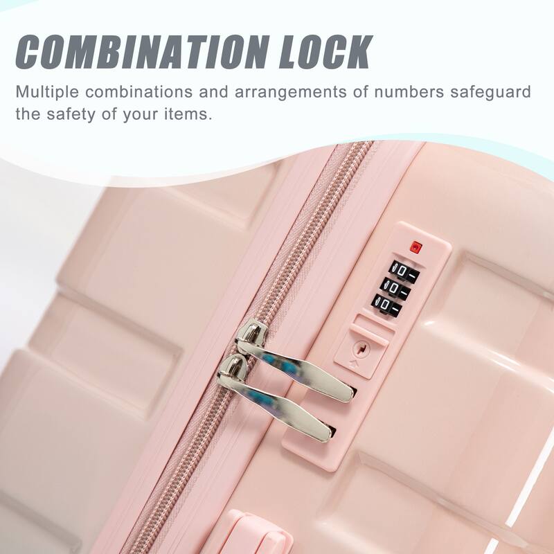 3-Piece, Modern Luggage Sets, Gradient Luggage with Combination Lock and 4 Swivel Wheels, for Boarding Travel, Blue+Pink