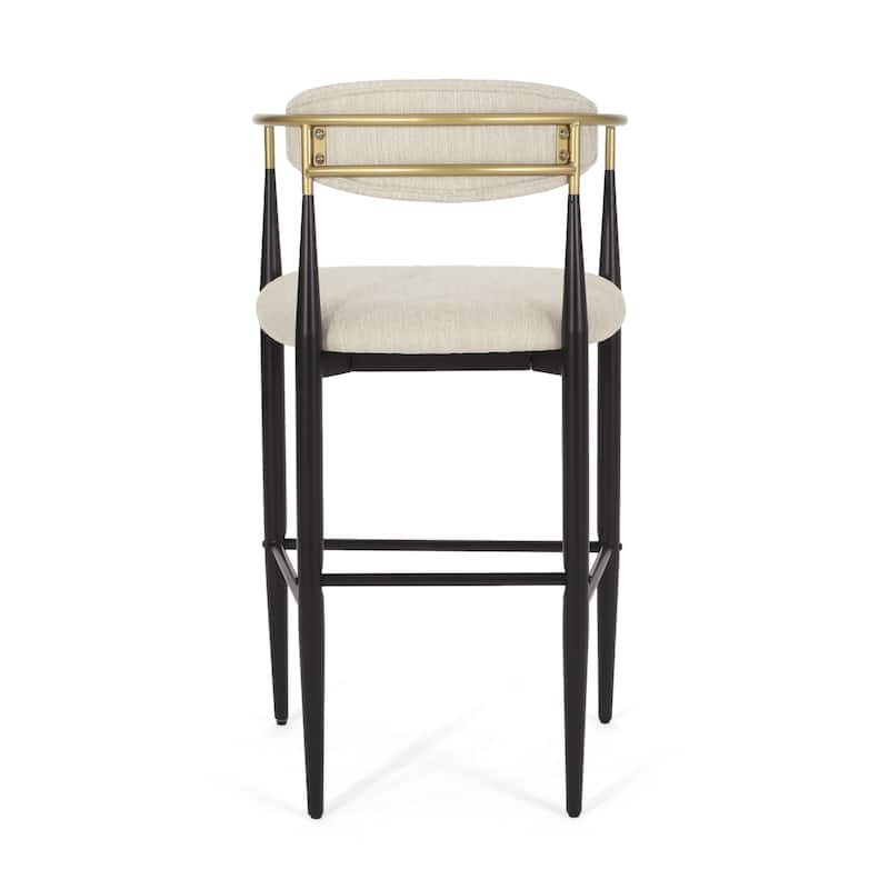 Roomfitters Upholstered Barstool Set of 2, Counter Height Seating with Backs and Iron Legs