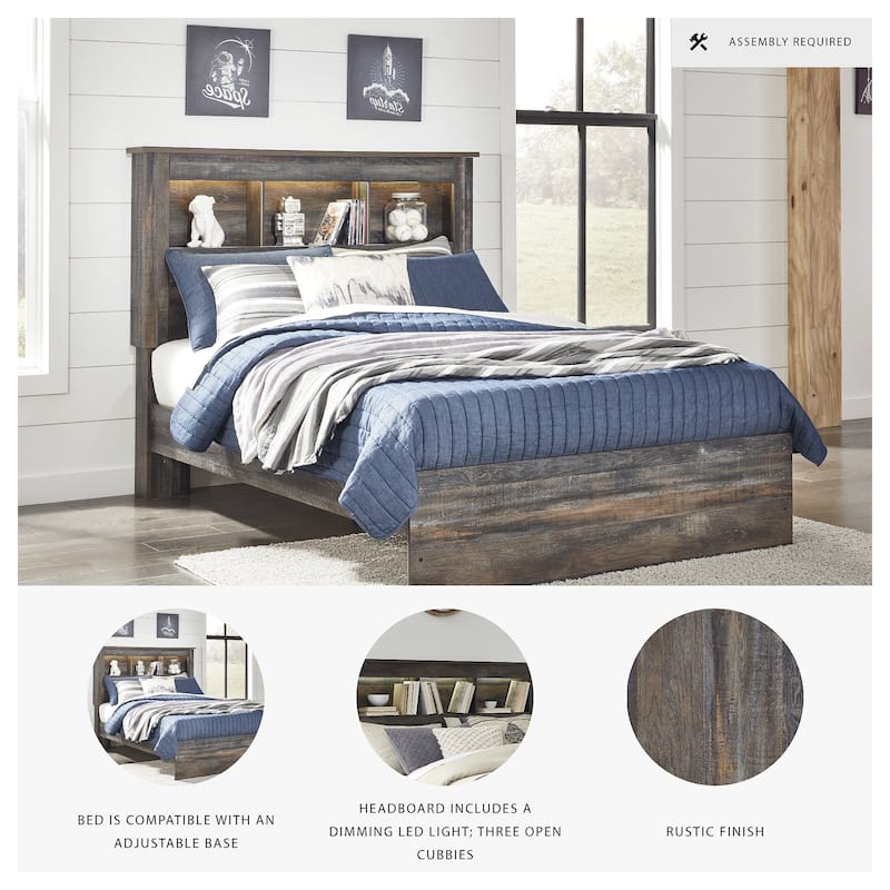 Drystan Rustic Brown Bookcase Bed