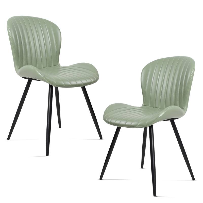 Modern Leather Upholstered Dining Chairs (Set of 2)
