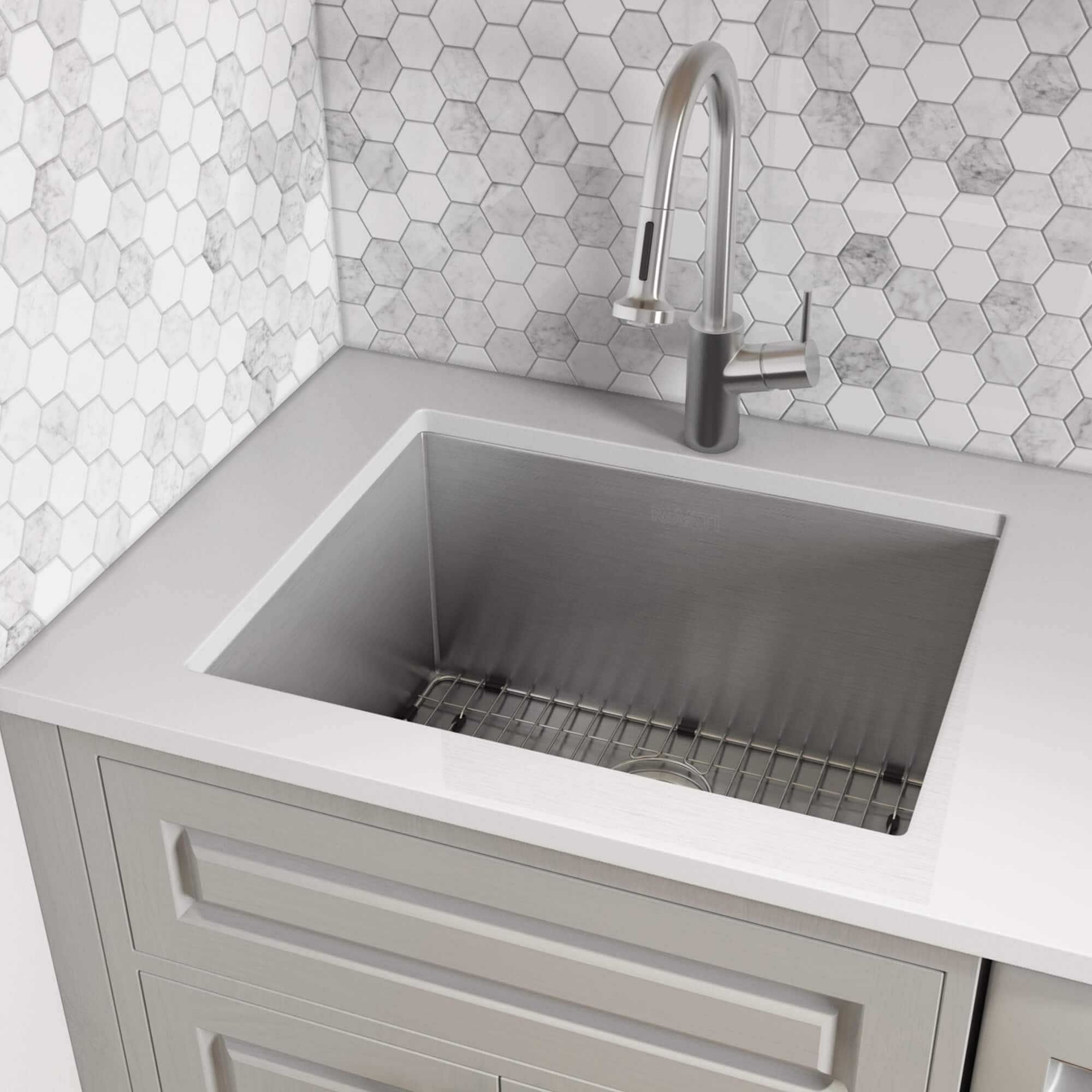 Ruvati 23" x 18" x 12" Deep Laundry Utility Sink Tight Radius Undermount 16 Gauge Stainless Steel - RVU6125 - Silver