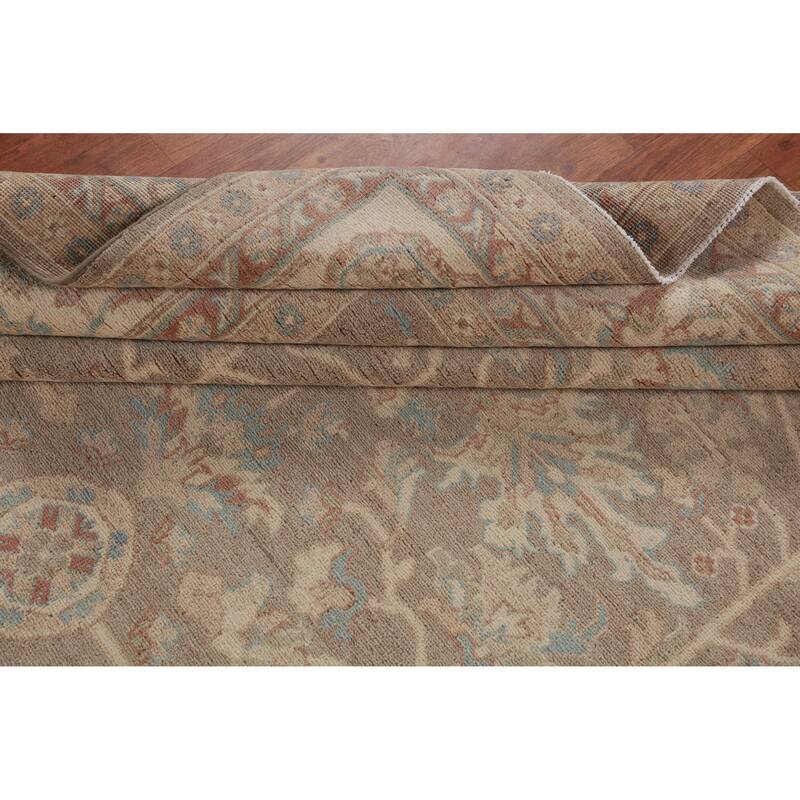 Hand Knotted Oriental 100% Wool Carpet Transitional Floral Beige & Ivories Oushak Area Rug - 9' 9'' X 8' 0''