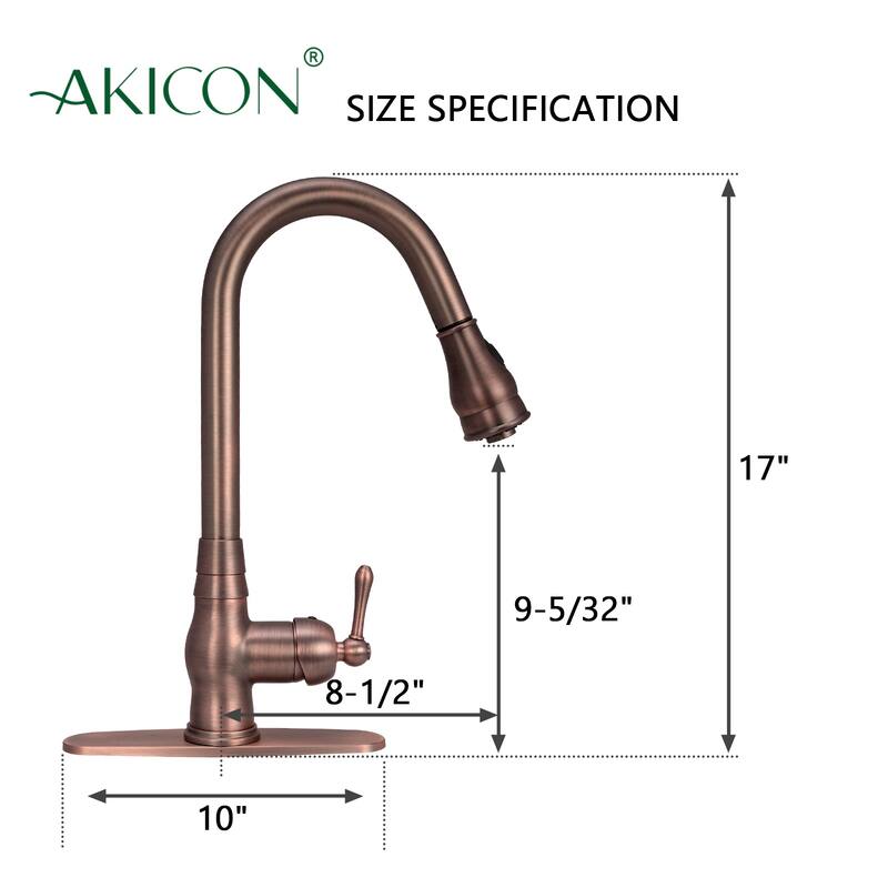 Copper Kitchen Faucet with Single Handle and Pull Down Sprayer
