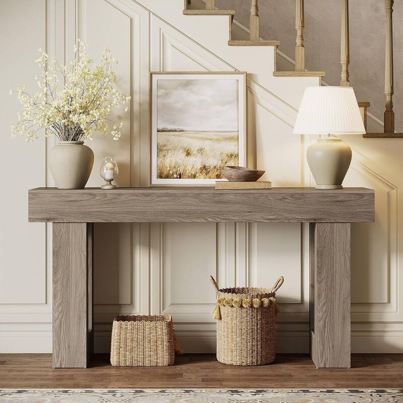63" Wooden Console Table, Rectangular Sofa Table for Behind Couch, Entryway, HallwayLiving Room
