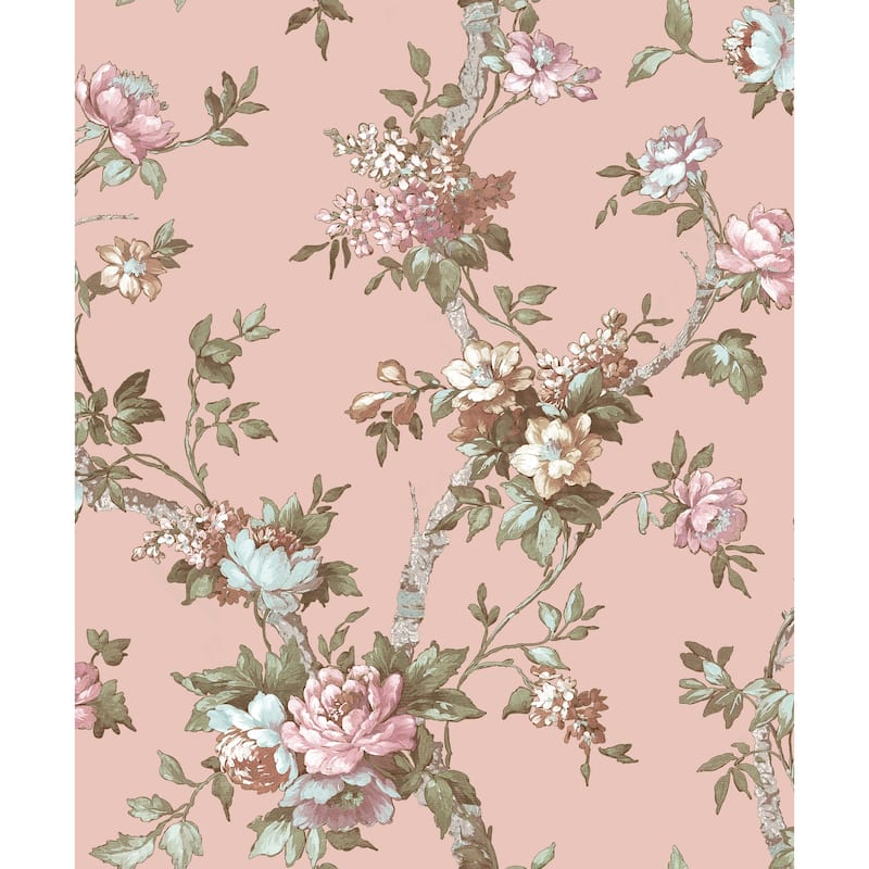 Galerie Wallcoverings Cottage Chic Trailing Floral Motif ECODECO Material Matte Wallpaper Roll - 33 feet x 21 inches - Pink