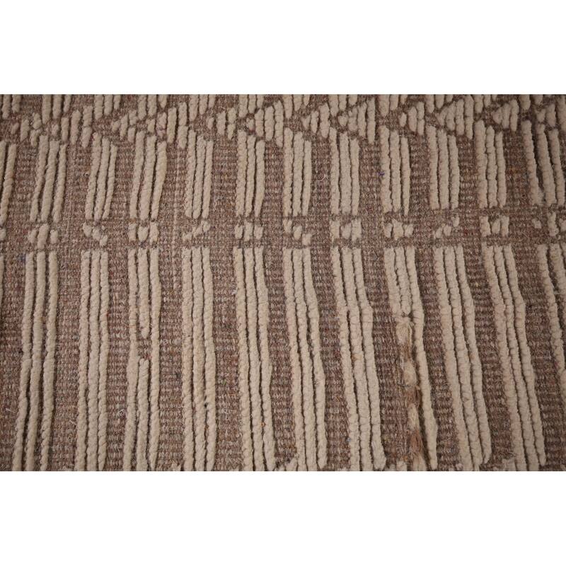 Striped Moroccan Modern Area Rug Hand-Knotted Wool Carpet - 6'0"x 10'0"