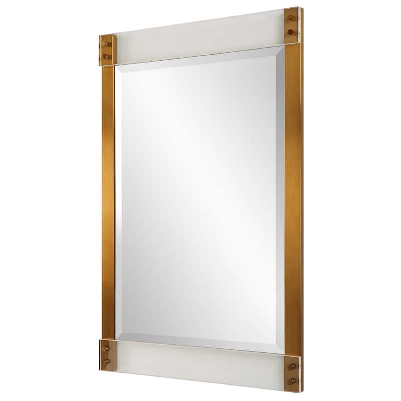 Beveled Rectangular Wall Mirror - 44" - Gold