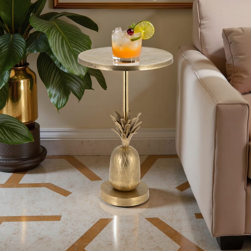 24"H Pineapple Gold Metal Side Accent Table for Your Living Room or - 15" x 15" x 24"