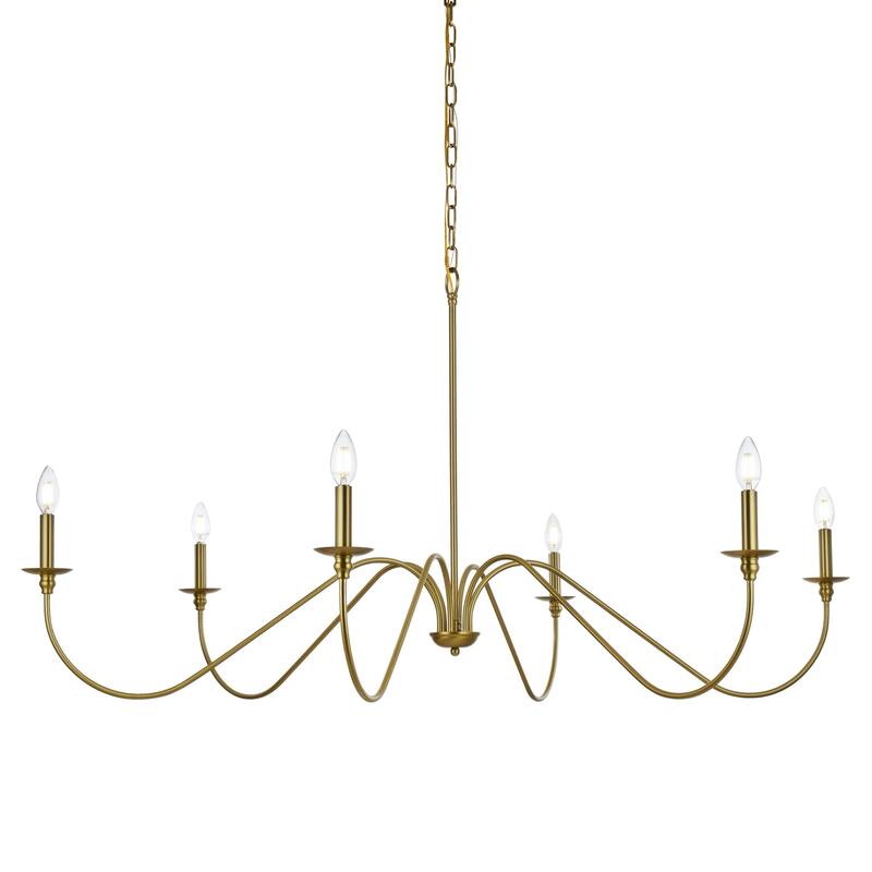 Elegant Lighting LD5056D54 Rohan 6 Light 54" Wide Taper Candle Style - Satin Gold