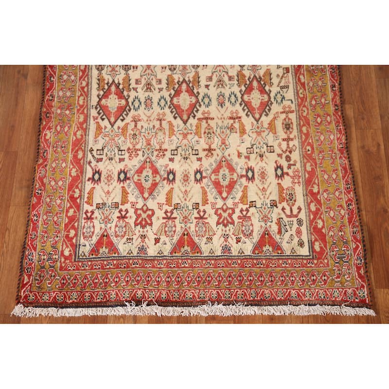 Vegetable Dye Shiraz Kashkoli Persian Antique Rug Handmade Wool Carpet - 3'4"x 4'10"