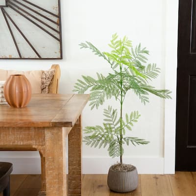 Potted Jacaranda Artificial Tree with Planter - 3.5' - Green
