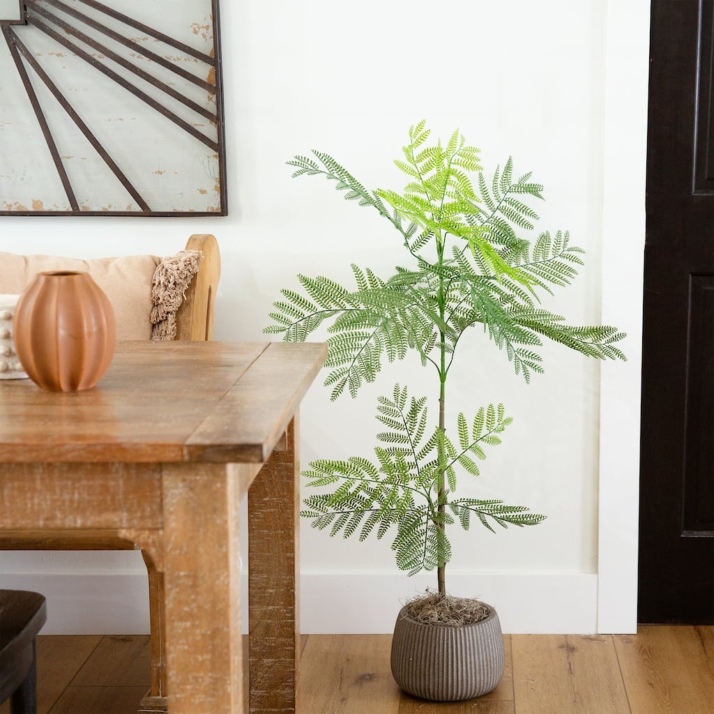 Potted Jacaranda Artificial Tree with Planter - 3.5' - Green