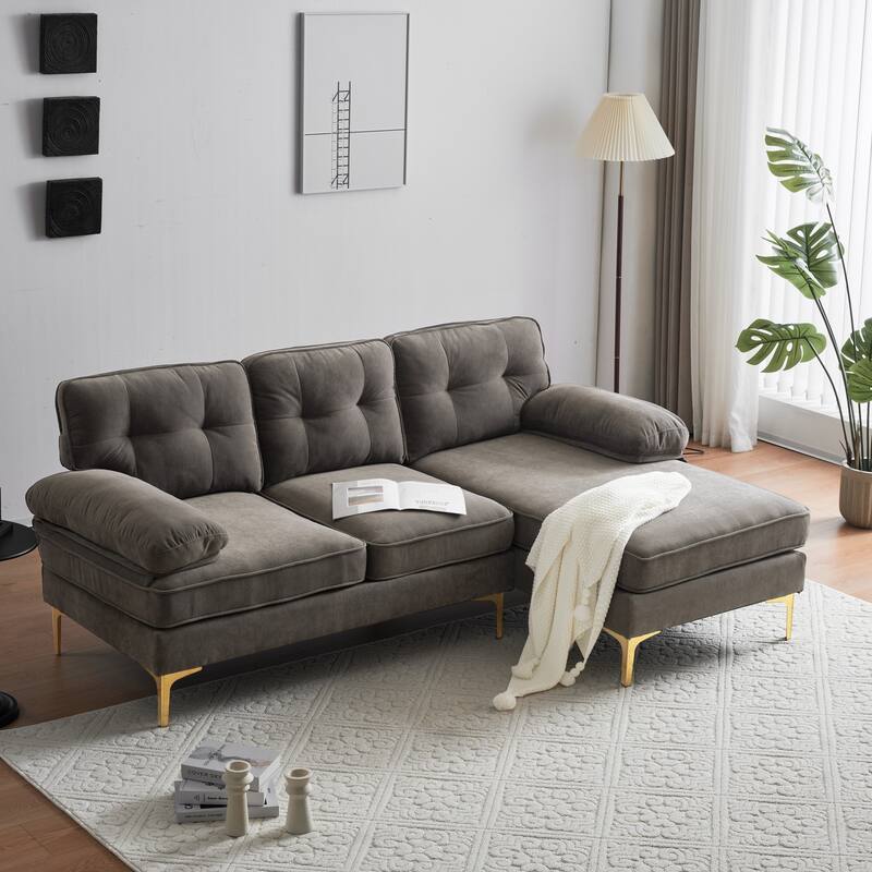 83" Modern Sectional Sofas Couches Velvet L Shaped Couches