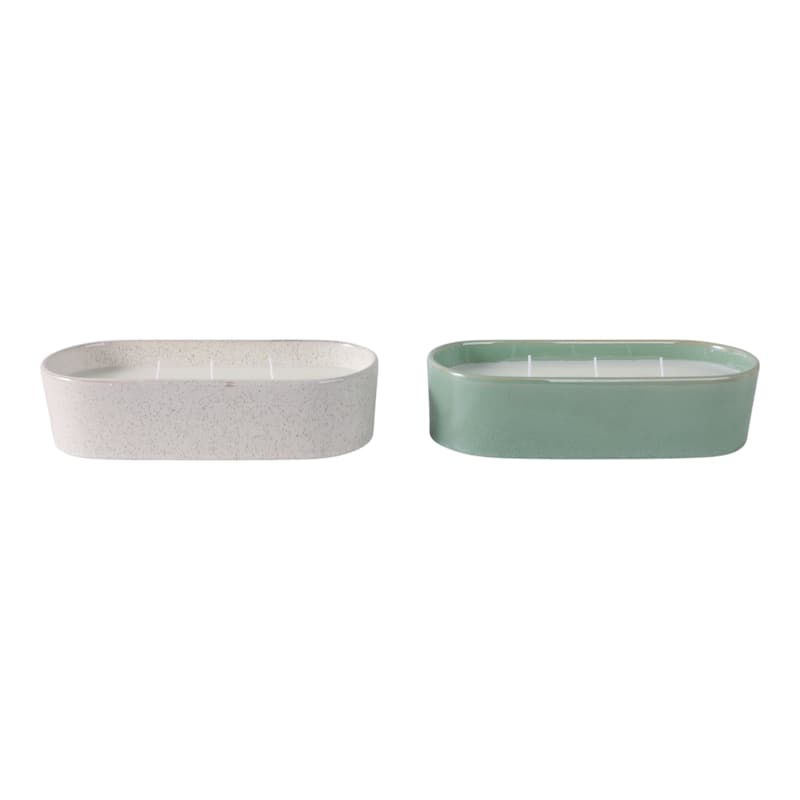 Ceramic and Wax Grapefruit Ginger Candle (Set of 2) - 3" Multi-Colored - 10" x 4" x 3" - Multi - 10" x 4" x 3"