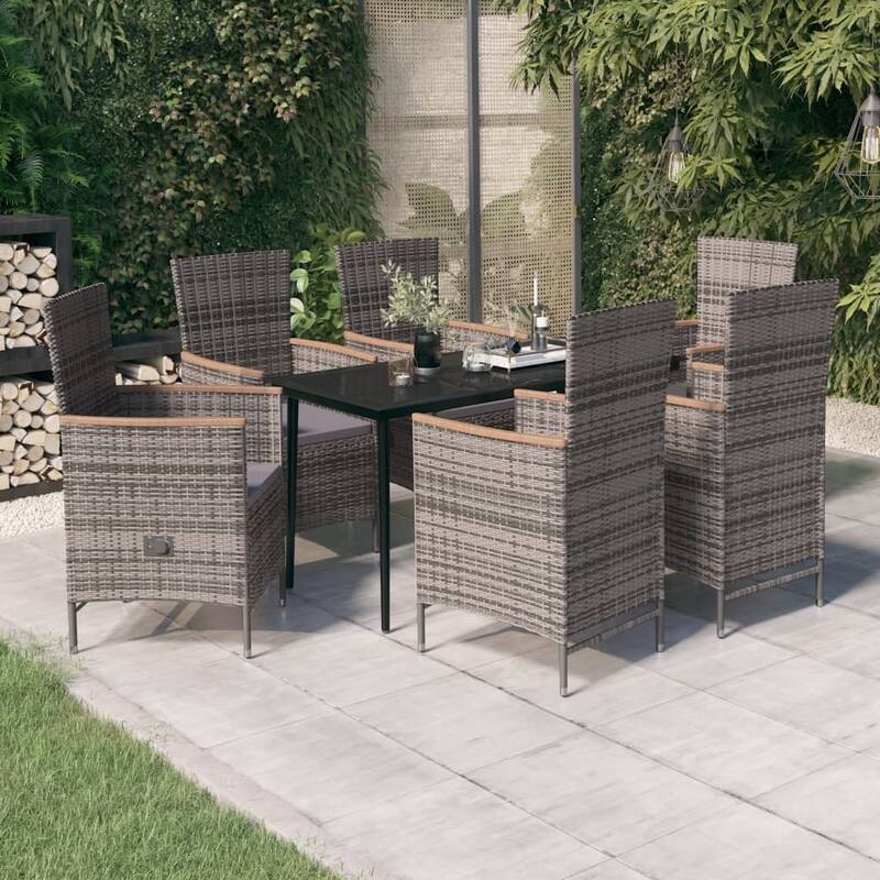 vidaXL Patio Dining Set 3/5/7 Piece Multi Colors 31.5"/55.1" Table Length - Grey 55.1" x 27.6" x 29.1" 7-Piece