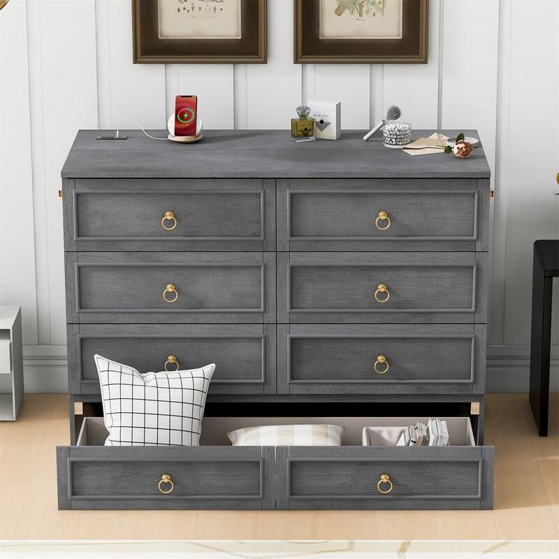 Murphy Bed Cube Cabinet with a Large Drawer, Full/Queen Size Murphy Chest Bed, Folding Murphy Bed Cabinet for Bedroom