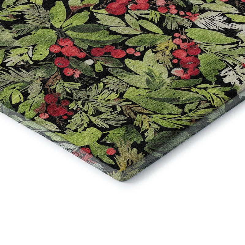 Premium Washable Super Soft Christmas Holly Mayfield Rug