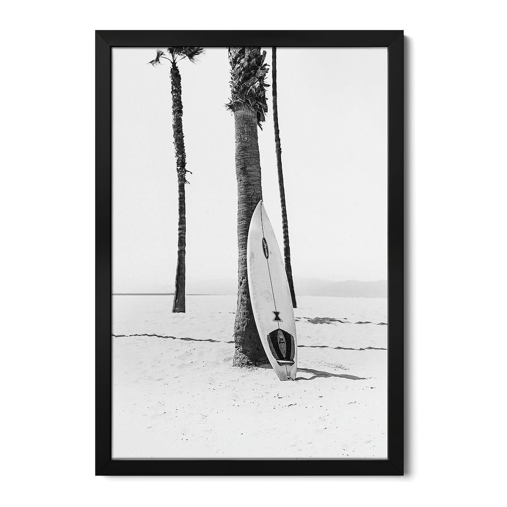 Surf Board In Black & White Premium Framed Poster by Sisi & Seb
